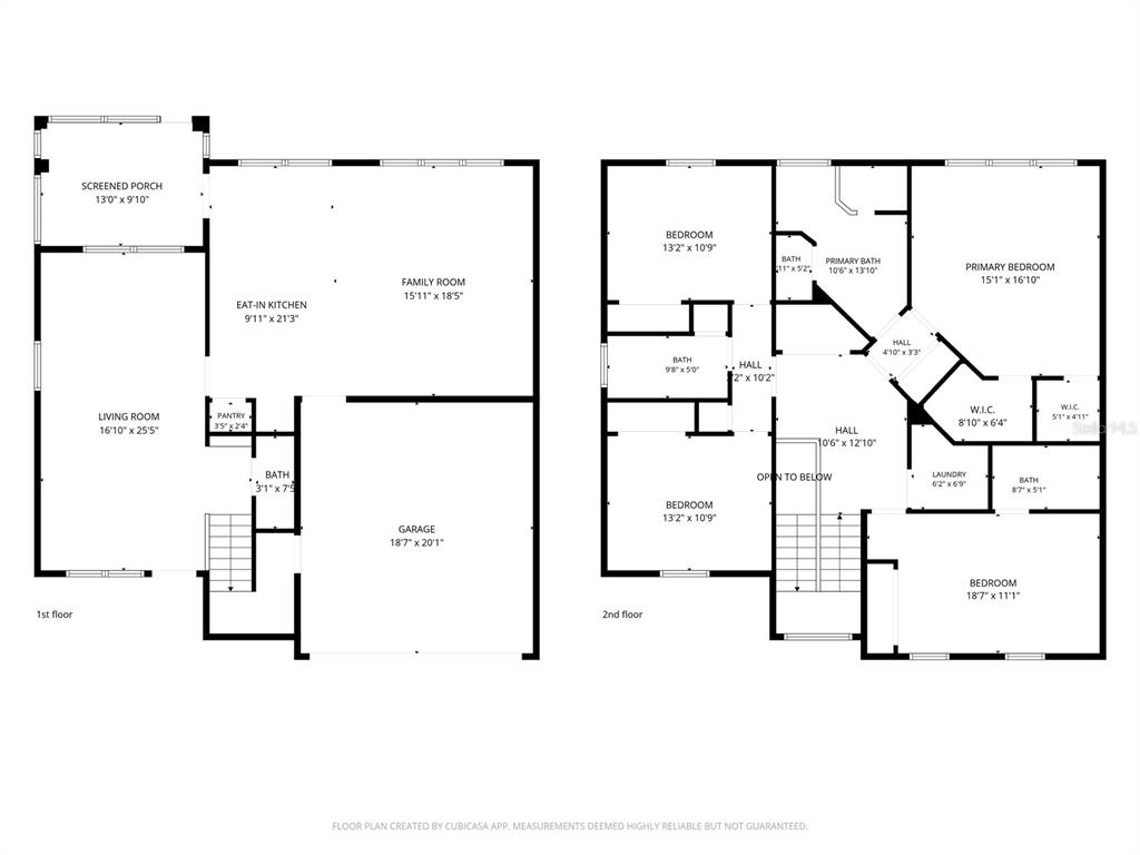 This is a two-story floor plan showing the layout of rooms, bathrooms, and a garage — 8206 NW 52ND STREET, GAINESVILLE, FL