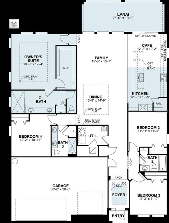 This is a floor plan for a single-story house with four bedrooms and a garage — 31244 HAYMAN LOOP, WESLEY CHAPEL, FL