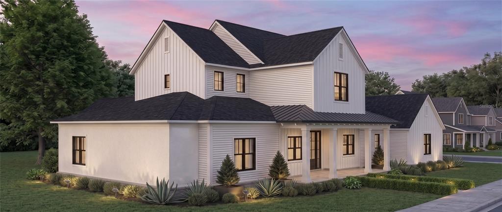 This is a digital rendering of a two-story white farmhouse with a covered front porch — 312 BRILEY AVENUE, OAKLAND, FL