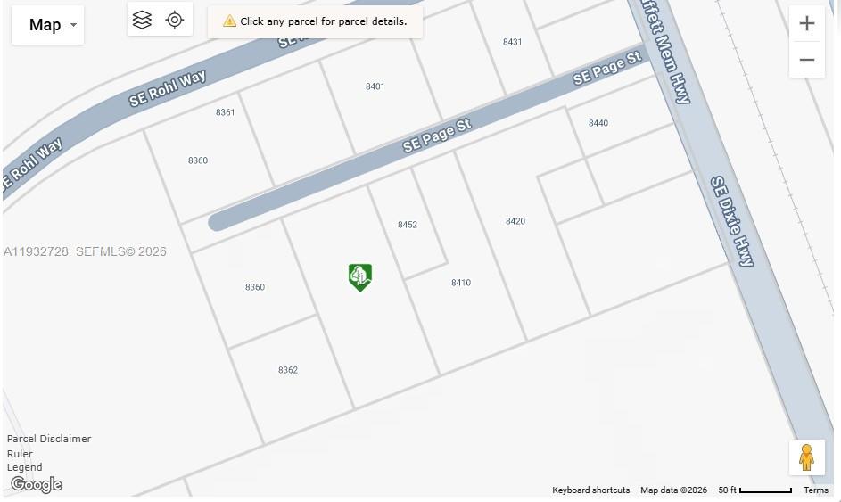 This is a map showing property parcel boundaries near SE Page Street and SE Dixie Highway — 0 SE PAGE STREET, Hobe Sound FL 33455, HOBE SOUND, FL