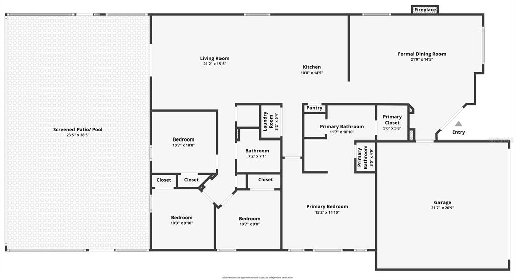 This is a floor plan for a house featuring four bedrooms, a pool, and a garage — 2886 SWEETSPIRE CIRCLE, OVIEDO, FL
