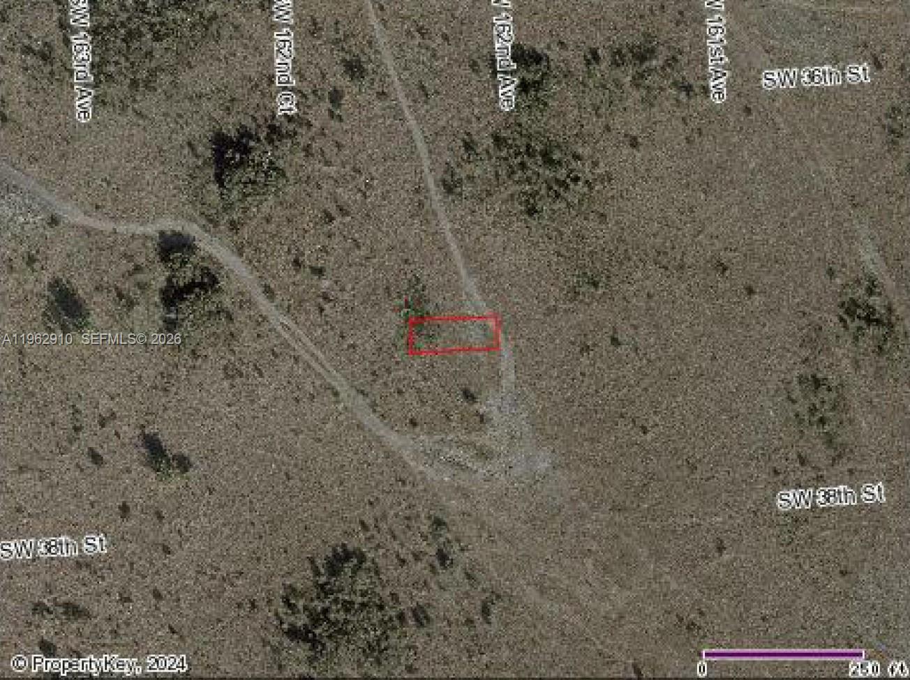 This is an aerial map view of a rectangular plot of land — SW 38 St & SW 162 Ave, Miami FL 33185, MIAMI, FL
