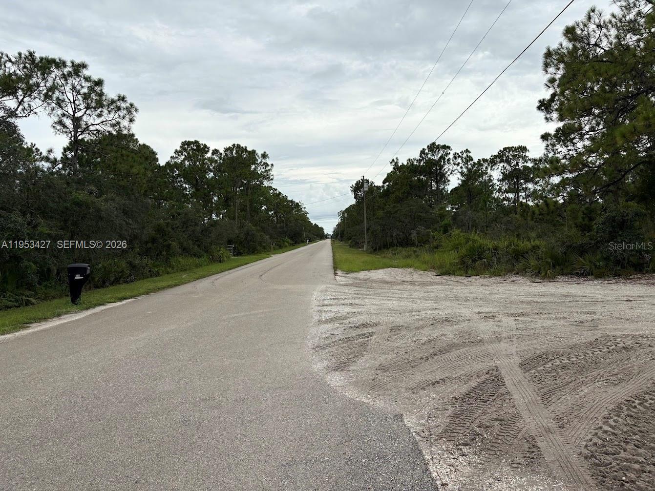 A paved road stretches into the distance between wooded areas with a sandy shoulder — 5932 CANOPY RD, Sebring FL 33875, SEBRING, FL