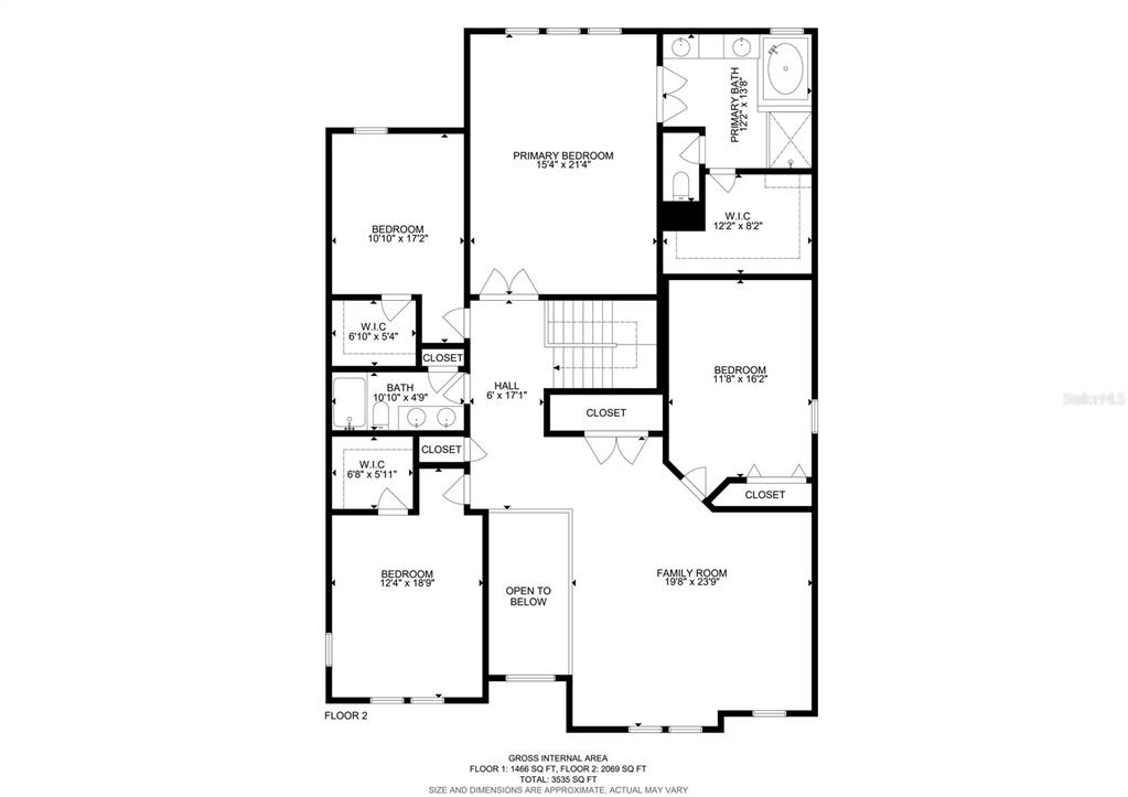 This is a floor plan for the second level of a house with four bedrooms — 22166 WOODMEN HALL, LAND O LAKES, FL