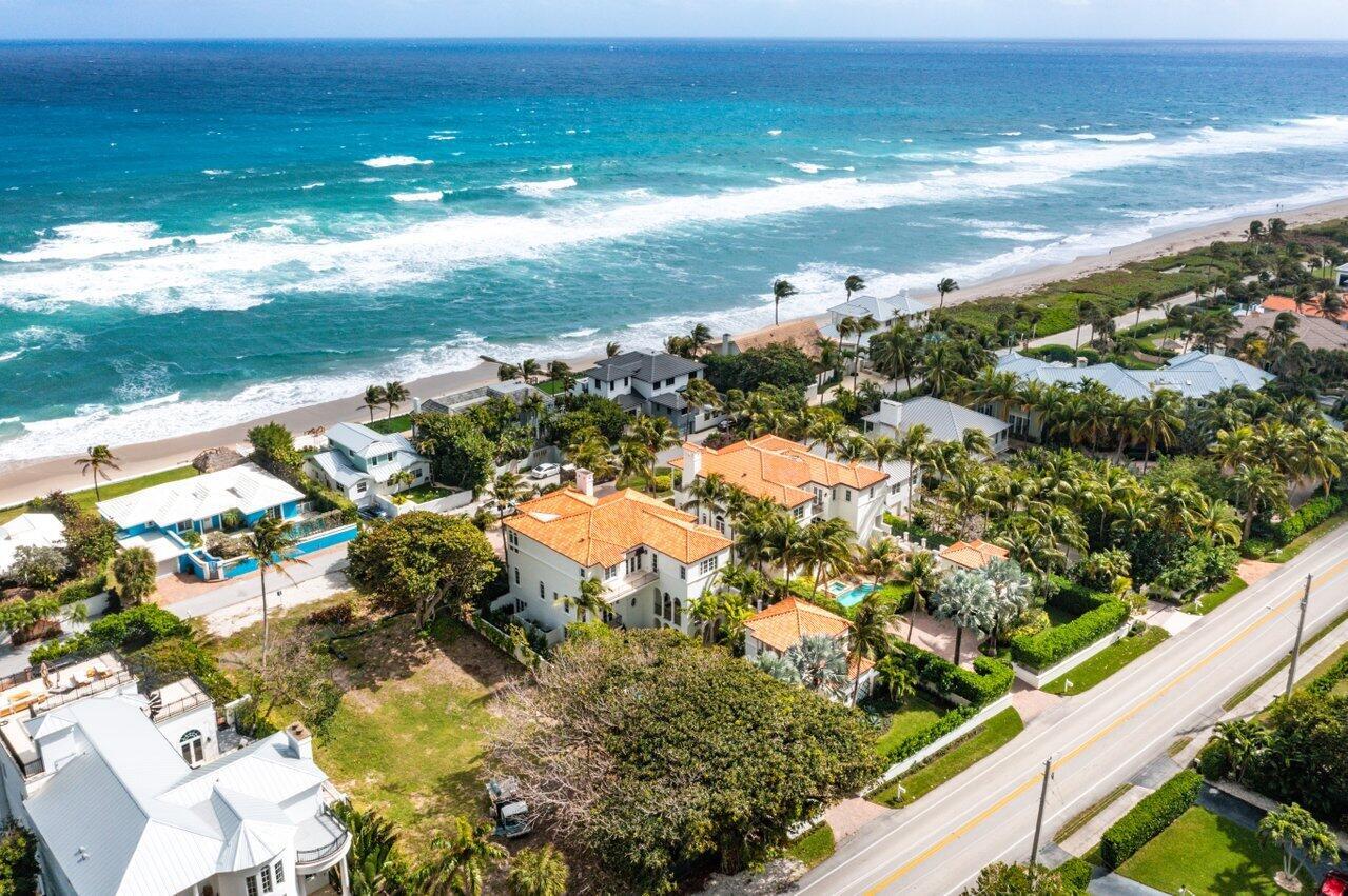 An aerial view of coastal luxury homes situated between a road and the ocean — 6103 N Ocean Boulevard N, Ocean Ridge FL 33435, OCEAN RIDGE, FL
