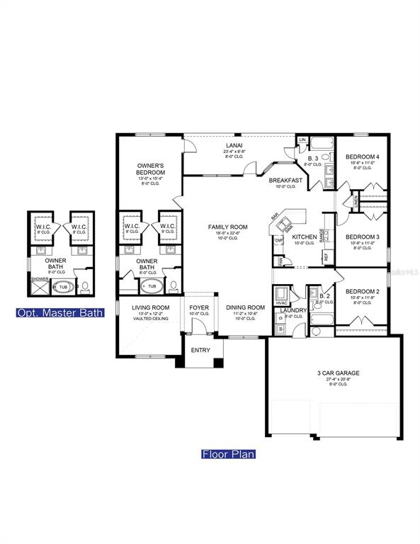This is a floor plan for a single-story house featuring four bedrooms and a garage — 5202 N ALLAMANDRA DRIVE, BEVERLY HILLS, FL