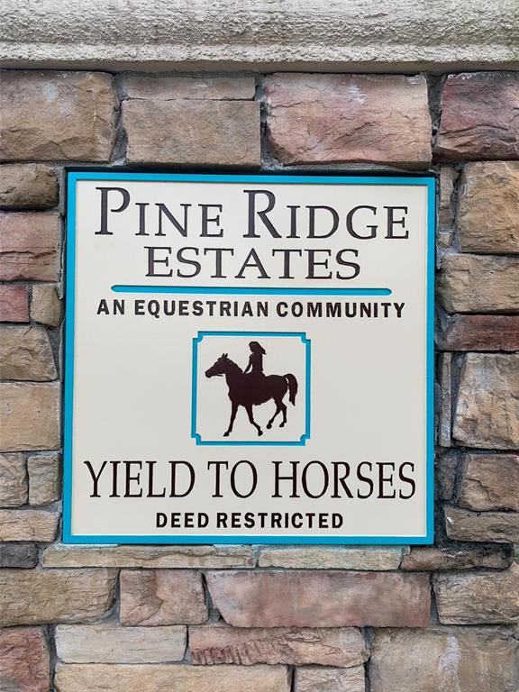 A sign for Pine Ridge Estates mounted on a stone wall features a horse graphic — 5202 N ALLAMANDRA DRIVE, BEVERLY HILLS, FL