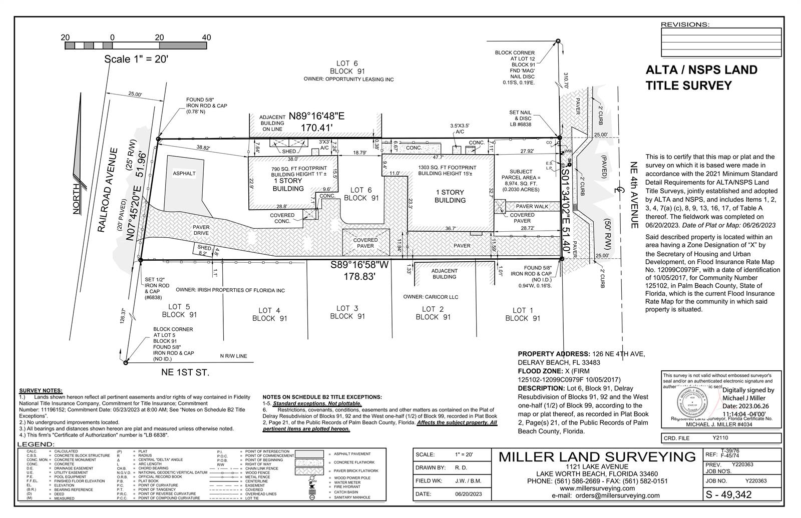 This is an ALTA/NSPS land title survey map of a property in Delray Beach, Florida — 126 NE 4th Avenue, Delray Beach FL 33483, DELRAY BEACH, FL