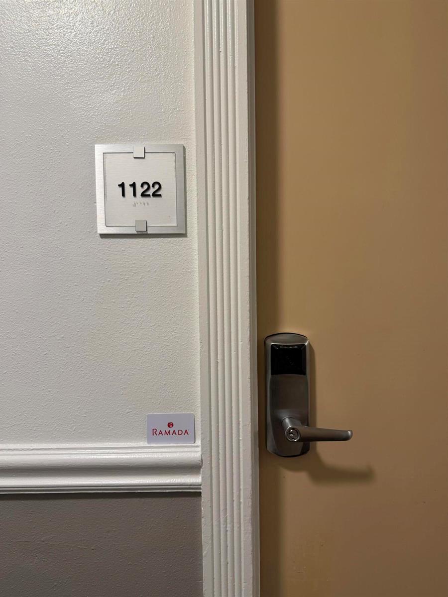 A hotel room door labeled 1122 with a Ramada logo and electronic lock — 19201 Collins Avenue, Sunny Isles Beach FL 33160, SUNNY ISLES BEACH, FL