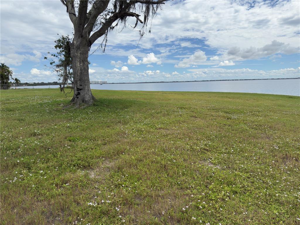 A large tree stands on a grassy lawn overlooking a wide body of water — 266 BEENEY ROAD SE, PORT CHARLOTTE, FL