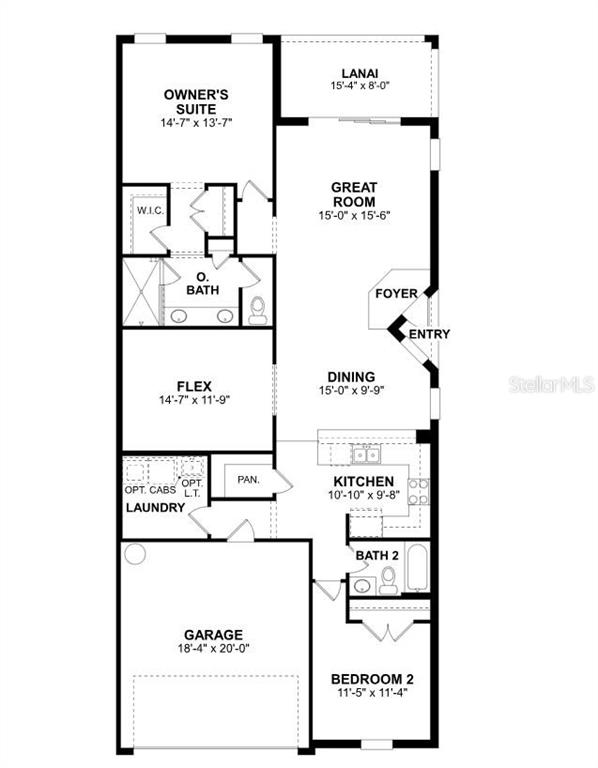 This is a floor plan for a single-story home with two bedrooms and a garage — 1606 ROYAL COURT, PORT CHARLOTTE, FL