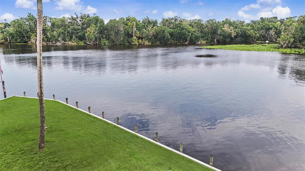 A kitchen features white cabinets, granite countertops, stainless steel appliances, and a corrugated metal ceiling — 56440 WATER OAK ROAD, ASTOR, FL