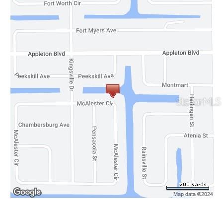 This is a map showing the location of a property near several residential streets — 10432 MCALESTER CIRCLE, PORT CHARLOTTE, FL