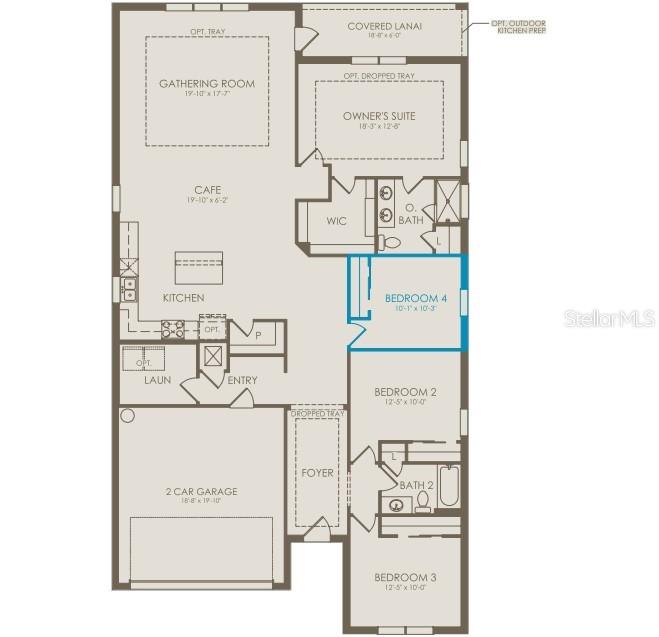 This is a floor plan for a single-story home with four bedrooms and a garage — 5679 FLAME VINE WAY, ST CLOUD, FL