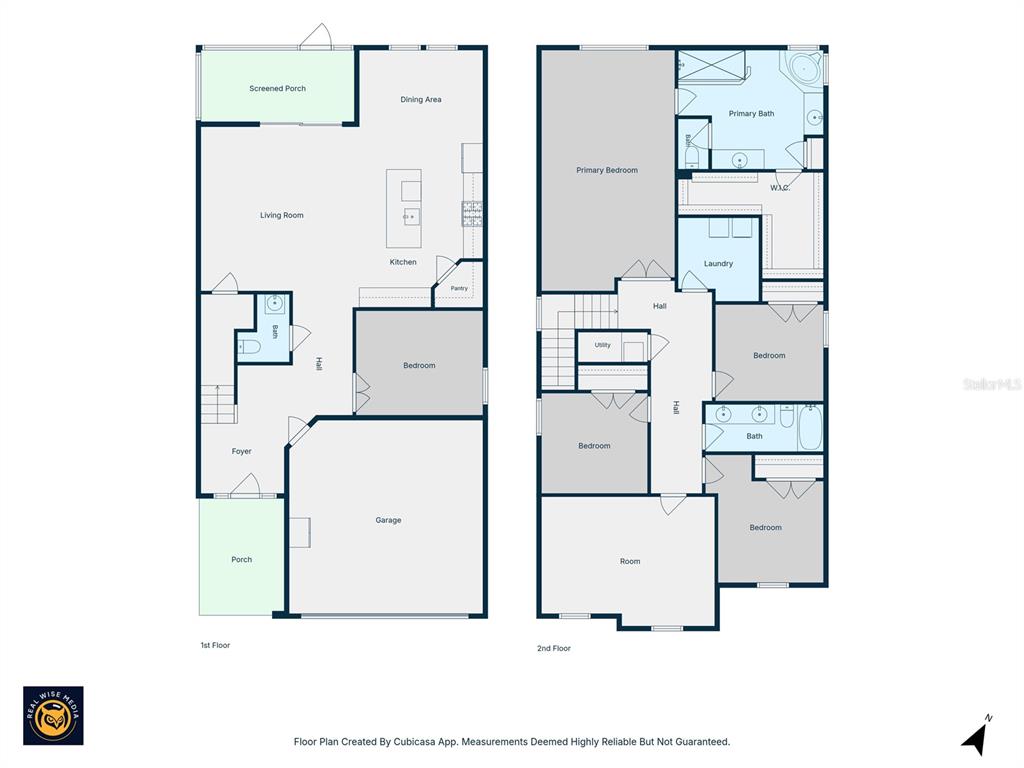 This is a two-story floor plan showing the layout of a residential home — 5080 BALLANTRAE BOULEVARD, LAND O LAKES, FL