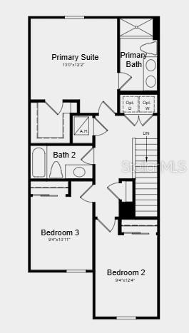This is a floor plan for the upper level of a home with three bedrooms — 10826 ECLIPSE STREET, SARASOTA, FL