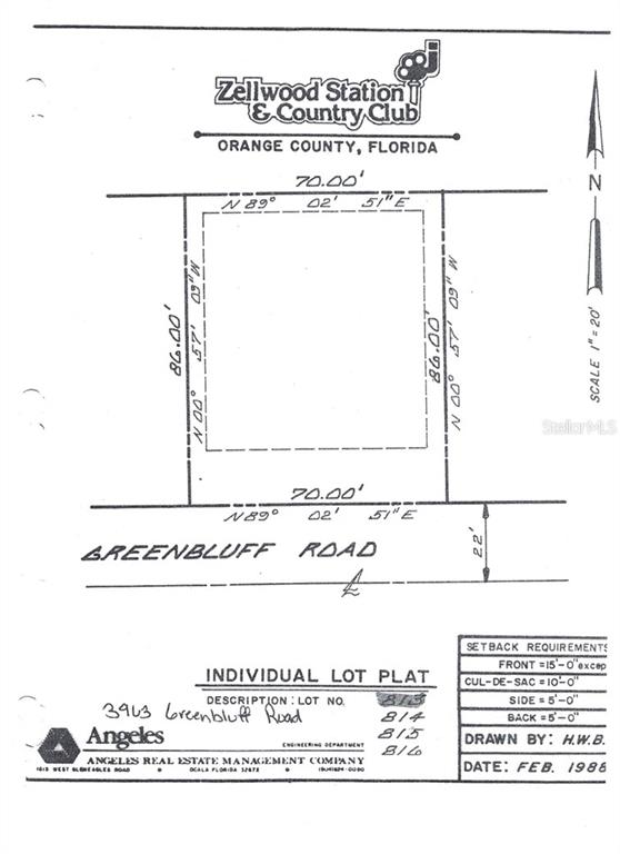 This is an individual lot plat map for a property in Zellwood Station and Country Club — 3963 GREENBLUFF ROAD UNIT 813, ZELLWOOD, FL
