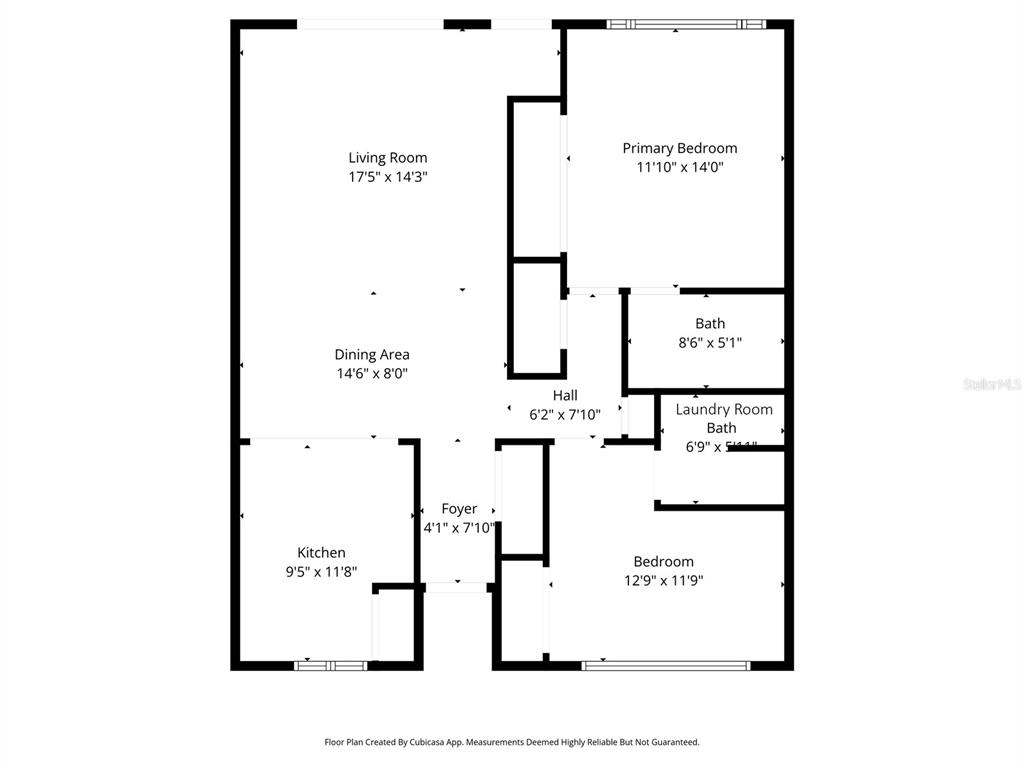 This is a floor plan showing a two-bedroom, two-bathroom apartment layout — 400 LARBOARD WAY UNIT 106, CLEARWATER BEACH, FL