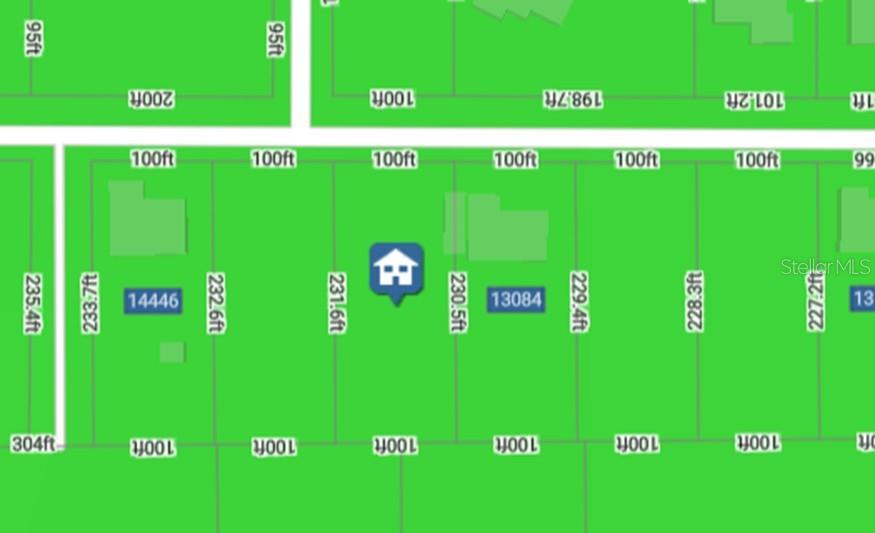 This is a map showing property lot lines and dimensions for a residential area — 13070 QUIGLEY AVENUE, WEEKI WACHEE, FL