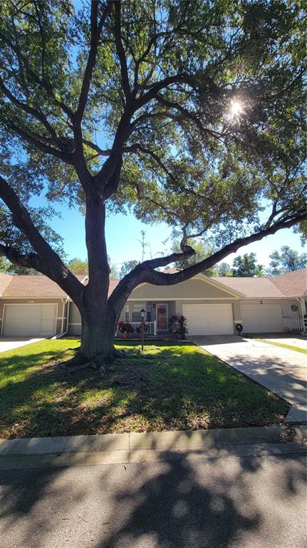 A large oak tree stands in the front yard of a single-story house with two garages — 9331 SW 84TH TERRACE UNIT D, OCALA, FL