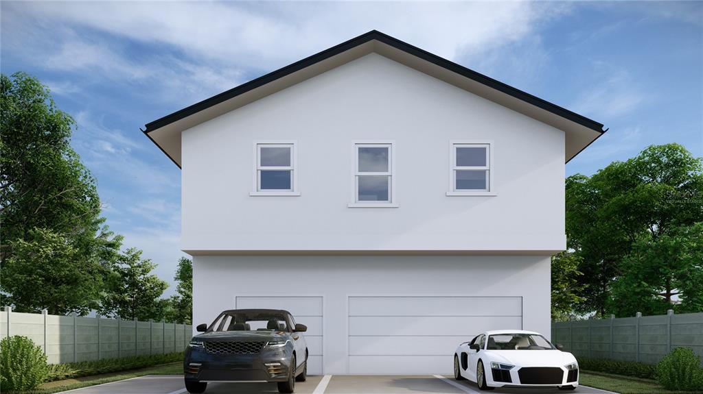 This is a rendering of a two-story house exterior with a two-car garage — 5032 20TH AVENUE N, ST PETERSBURG, FL