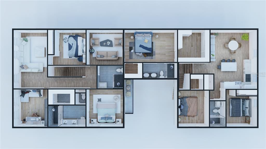 This is a 3D floor plan rendering of a multi-bedroom residential home — 5032 20TH AVENUE N, ST PETERSBURG, FL