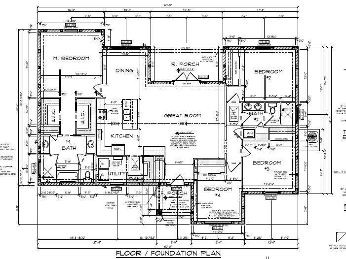 This floor plan shows a residential house layout featuring a great room, kitchen, and four bedrooms — 3671 NW 16th Avenue, Okeechobee FL 34972, OKEECHOBEE, FL