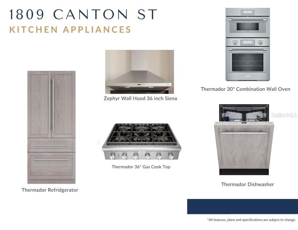 This image is a graphic display of kitchen appliances including a refrigerator, hood, and oven — 1809 CANTON STREET, ORLANDO, FL