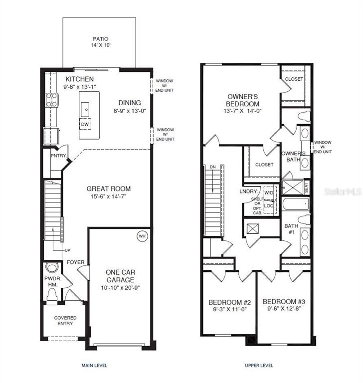 This is a two-level residential floor plan showing a main level and an upper level — 31535 AZURE BEACH DRIVE, SAN ANTONIO, FL