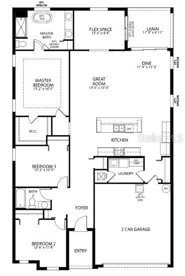 This is a floor plan for a three-bedroom home with a two-car garage — 31530 WILD GRAPE LANE, BROOKSVILLE, FL