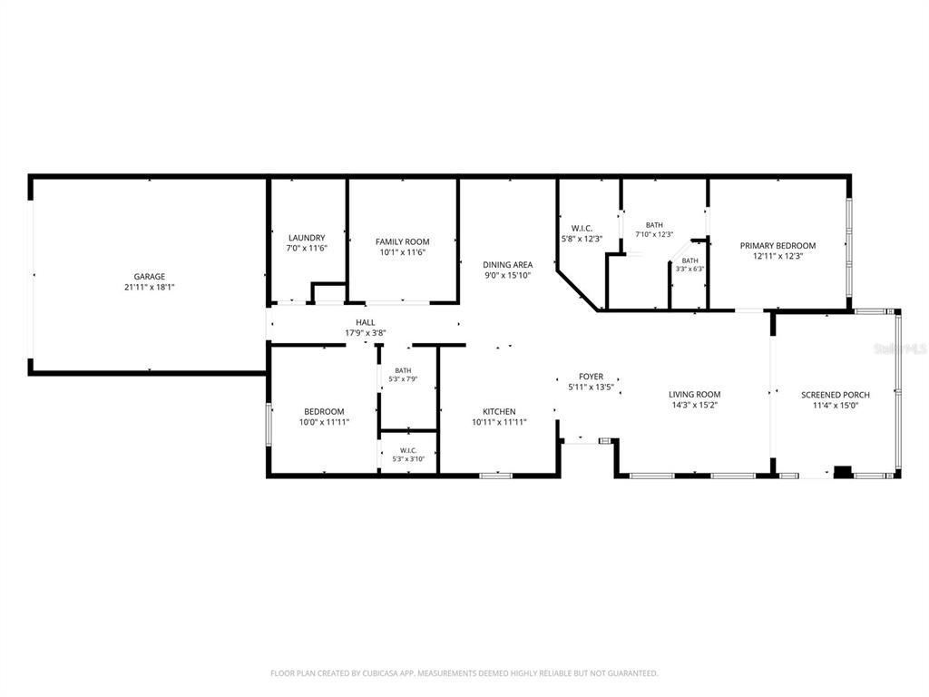 This is a floor plan for a single-story residential home with a garage and porch — 395 CAPULET DRIVE, VENICE, FL
