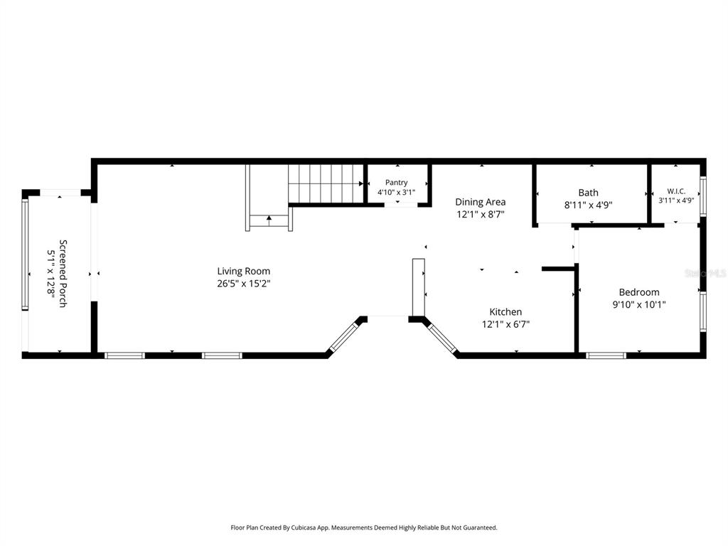 This is a floor plan of a one-bedroom home with a screened porch and kitchen — 12948 KINGS CROSSING DRIVE, GIBSONTON, FL