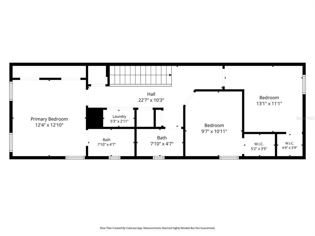 This is a floor plan showing three bedrooms, two bathrooms, a laundry room, and a hall — 12948 KINGS CROSSING DRIVE, GIBSONTON, FL