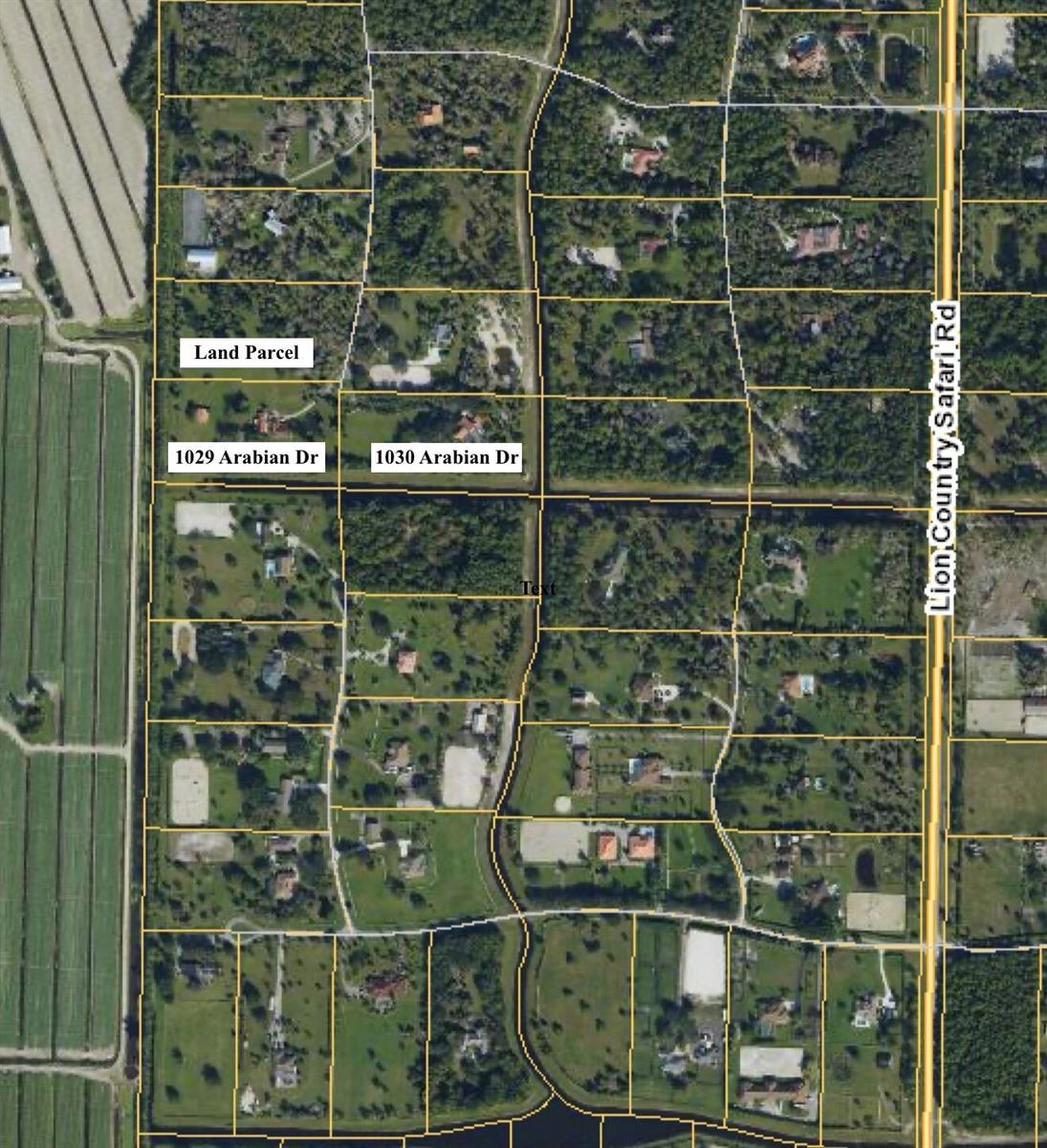 This is an aerial map showing residential land parcels and properties near a road — 000 Foxtrail, Loxahatchee FL 33470, LOXAHATCHEE, FL