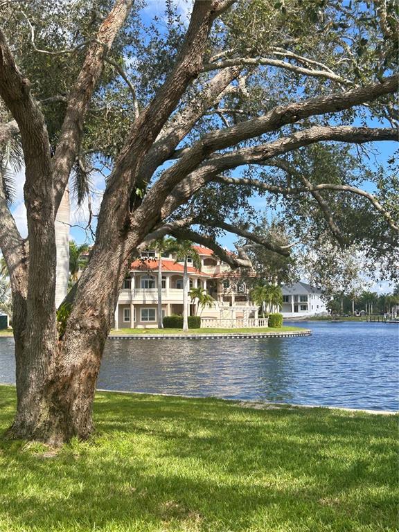 A large tree stands in the foreground overlooking a waterfront house with a red roof — 143 CREEK DRIVE SE, PORT CHARLOTTE, FL