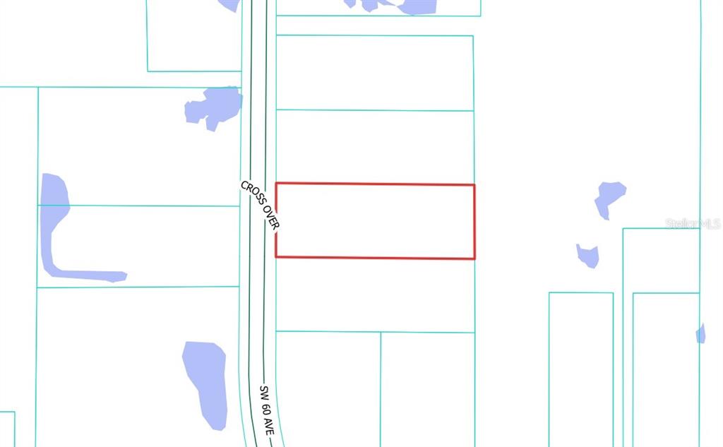 This is a property map showing a rectangular lot outlined in red along SW 60 Ave — SW 60TH AVENUE, OCALA, FL
