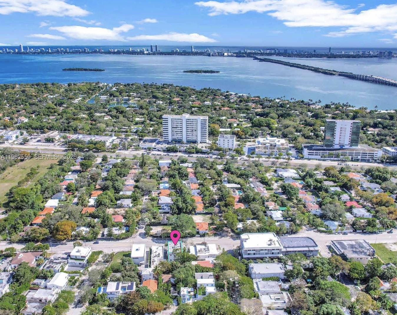 An aerial view shows a residential neighborhood with a pink location pin on a property — 4730 NE 2nd Ave, Miami FL 33137, MIAMI, FL