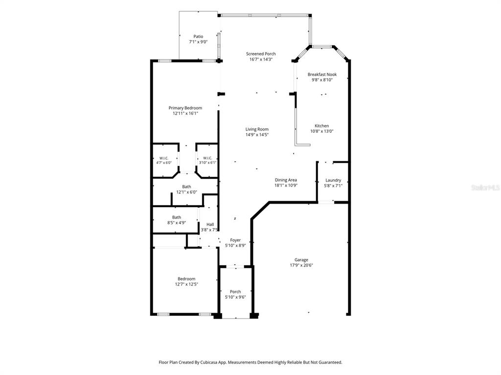 This is a floor plan showing the layout of a single-story residential home — 1424 PINEWOOD HILLS COURT, SPRING HILL, FL