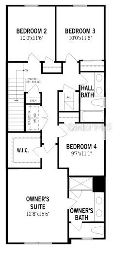 This is a floor plan for the second level of a home featuring four bedrooms — 10019 GAZEBO ALLEY, ORLANDO, FL
