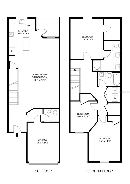 This is a floor plan showing the layout of a two-story residential home — 1758 WITHERNSEA COURT, TAVARES, FL