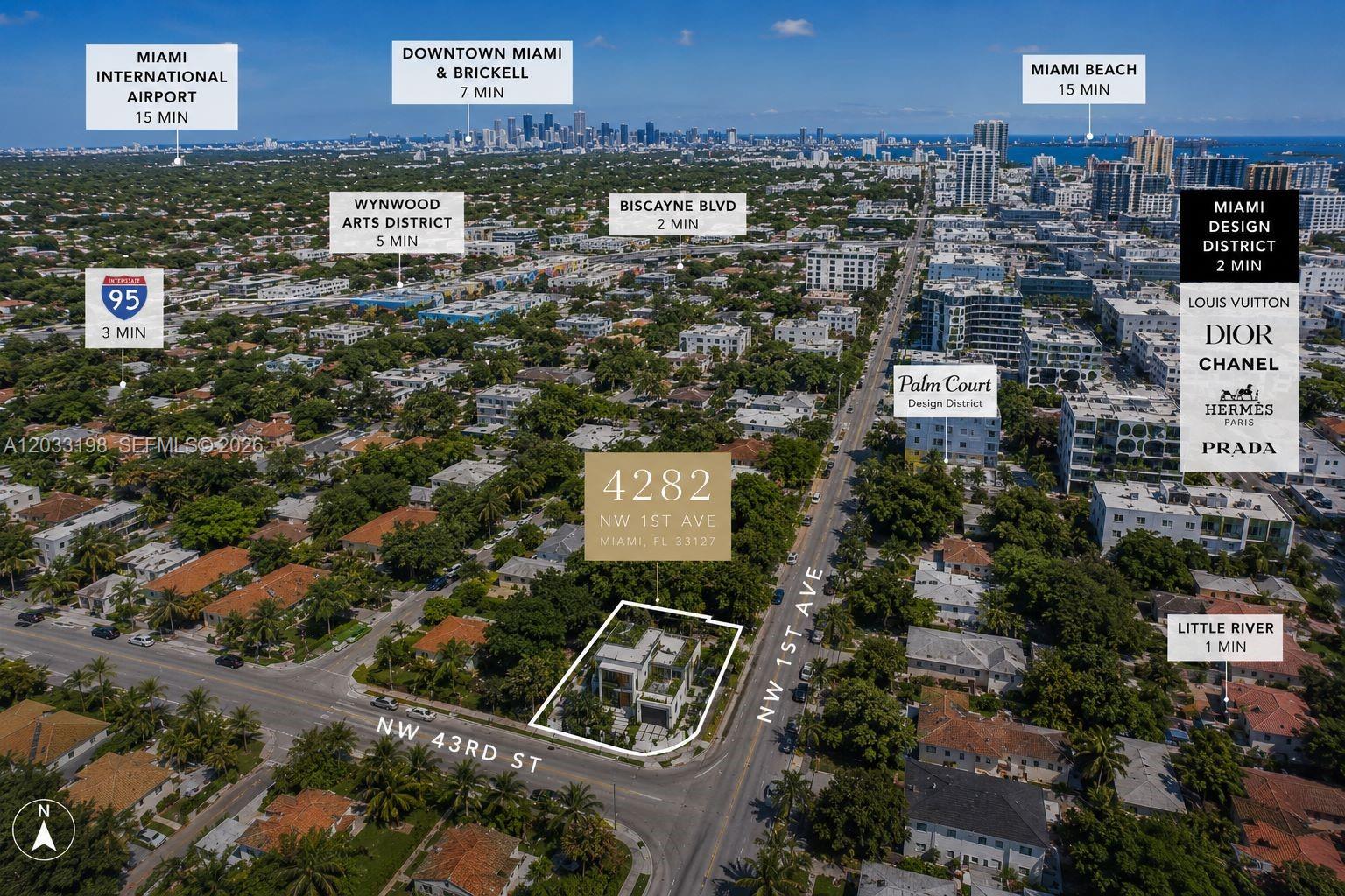 An aerial view of a modern house located at a street corner in Miami — 4282 NW 1st Ave, Miami FL 33127, MIAMI, FL