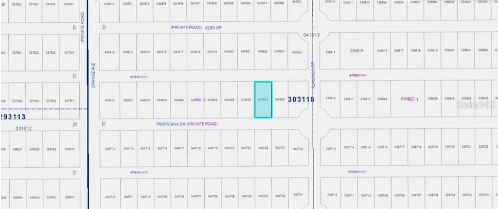 This is a plat map showing a highlighted rectangular parcel of land within a residential subdivision — 706 TROPICANA DRIVE, INDIAN LAKE ESTATES, FL