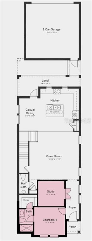 This is a floor plan for the first level of a home with a garage — 5162 DOMINION ALLEY, ST CLOUD, FL