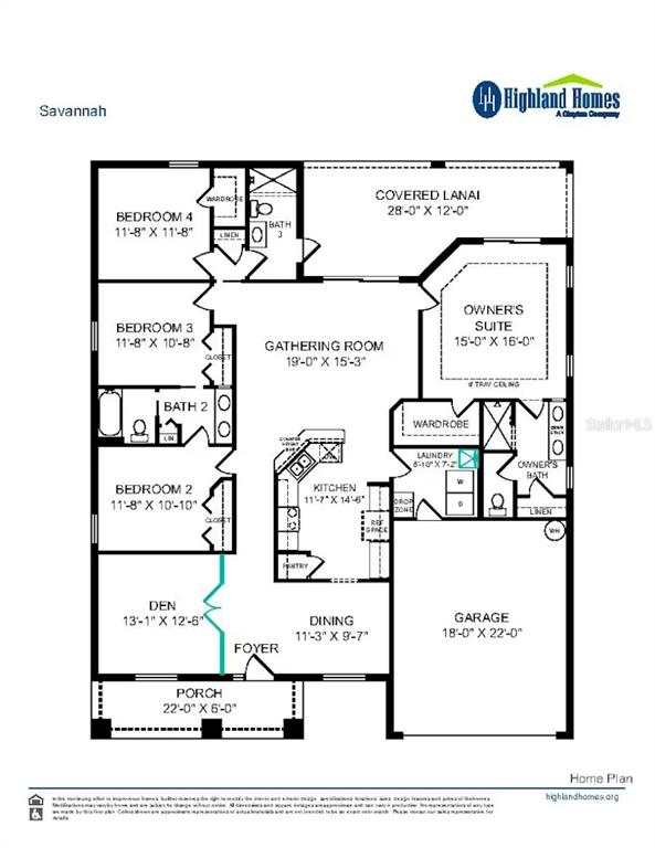 This is a floor plan for a single-story house featuring four bedrooms and a garage — 1155 TIMBERWOOD DRIVE, WILDWOOD, FL