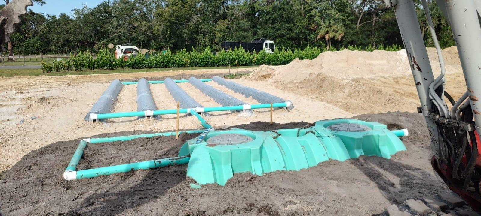 A newly installed septic tank and drain field are visible at a construction site — 2516 Us-98 Highway, Okeechobee FL 34972, OKEECHOBEE, FL