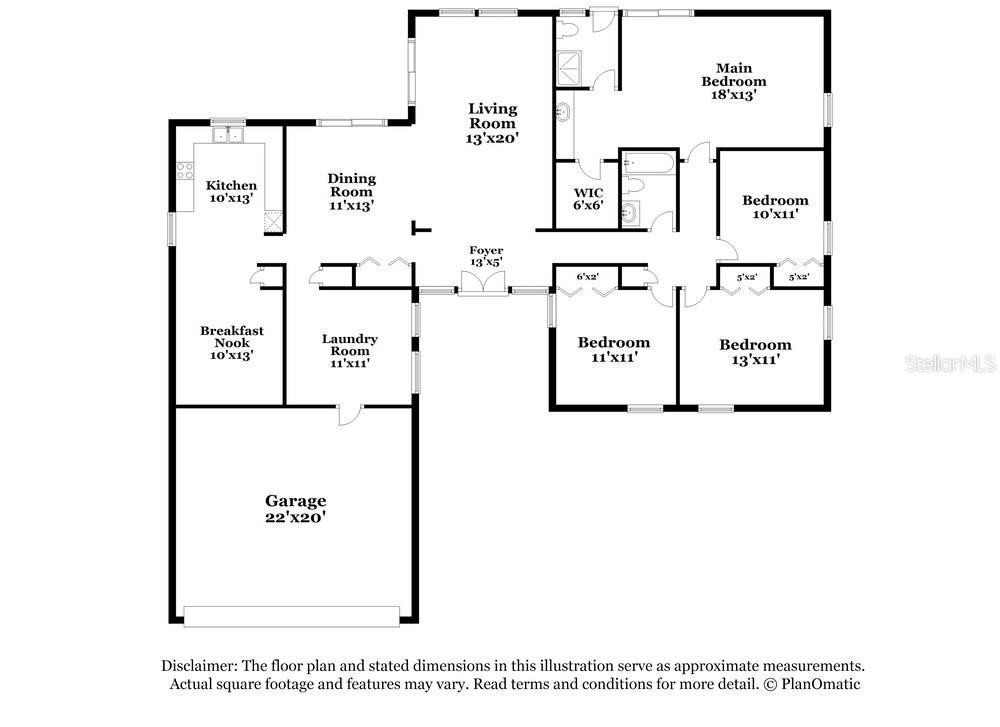 This is a floor plan for a single-story house with a garage and four bedrooms — 1400 PONCE DE LEON BOULEVARD, WINTER SPRINGS, FL