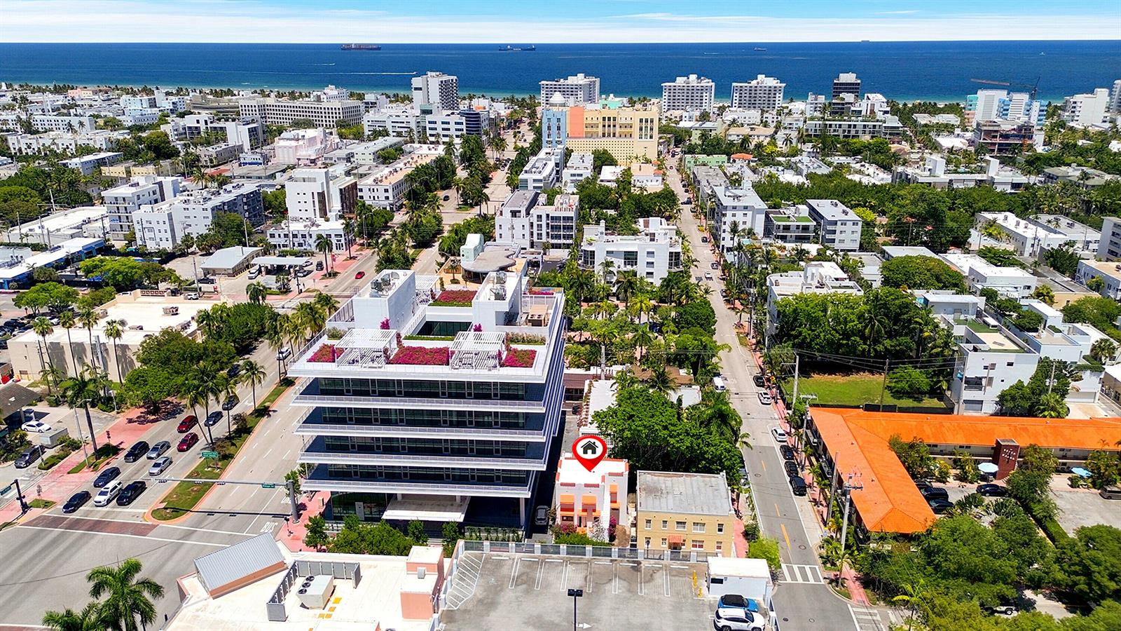 An aerial view of a city street featuring a multi-story building and a marked property — 927 SW 4th Street, Miami FL 33130, MIAMI, FL