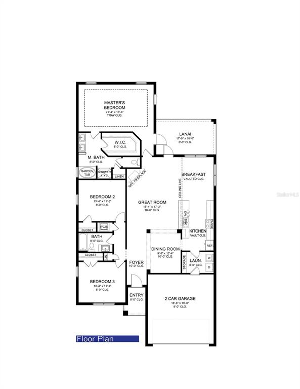 This is a floor plan for a three-bedroom, two-bathroom house with a two-car garage — 12551 NE 48TH TERRACE, OXFORD, FL