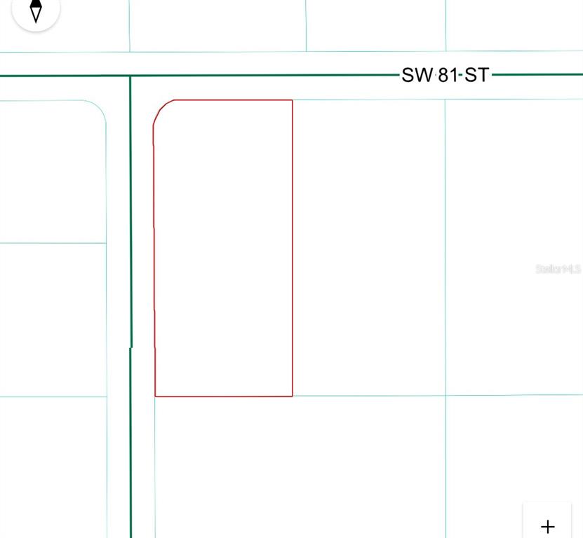 This is a map showing a rectangular parcel of land located at a street corner — 13700 SW 81ST STREET, DUNNELLON, FL