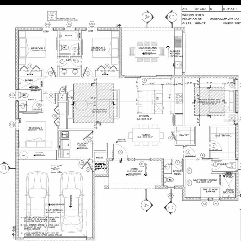 This is a floor plan for a single-story house with four bedrooms and a garage — 1097 CORNELIUS BOULEVARD, PORT CHARLOTTE, FL